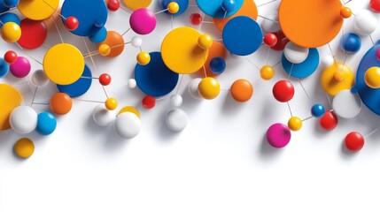 Colorful Abstract Illustration of Connected Circles and Dots on White Background