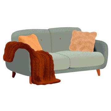 Cozy Winter Sofa Interior Illustration