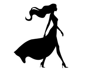 black silhouette of a woman walking gracefully, vector illustration 5
