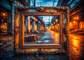 Elegant Vintage Frame: Urban Exploration Photography - Grungy Industrial Chic