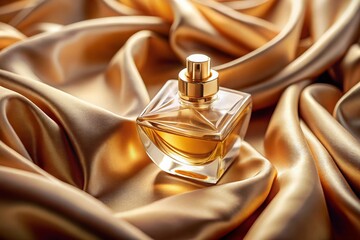 Elegant Vanilla & Spice Perfume Bottle on Satin &ndash; Luxurious Fragrance Photography