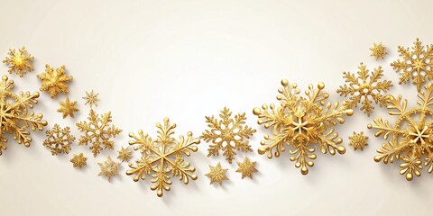 Elegant Wave Border of Golden Snowflakes &ndash; Christmas Holiday Decoration Template
