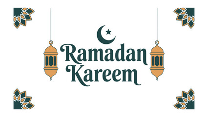 Ramadan Kareem Banner: A festive banner design celebrates Ramadan, featuring traditional lanterns and crescent moon illustrations. It radiates joy.