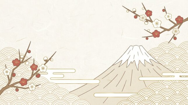 Cherry blossom festival celebrations near mount fuji japan illustrative background art tranquil environment aesthetic viewpoint cultural heritage nature and art fusion