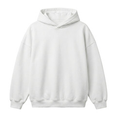 Blank white oversized fleece hoodie on transparent background © BTG