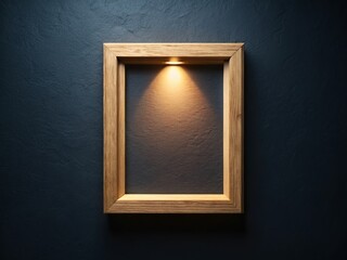 Empty Light Wood Frame Mockup, 3D Rendered, Night Wall Hanging, Blank Interior,  Perfect for Artwork or Text