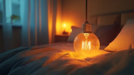 Cozy bedside lamp illuminating a peaceful room.