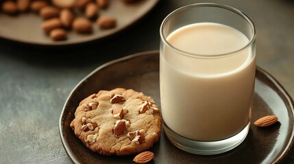 Delicious cookie with milk and almonds.