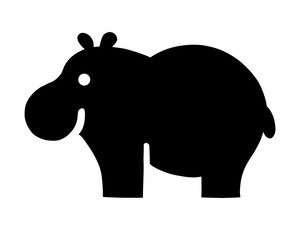 cute hippo black silhouette, vector illustration
