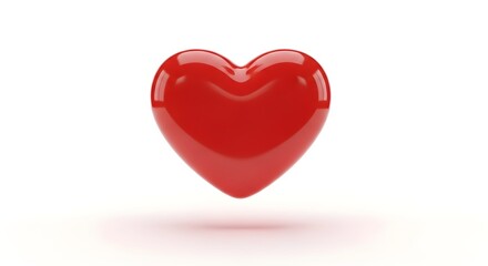 Fototapeta premium Red glossy heart isolated with real transparent background for celebration decor