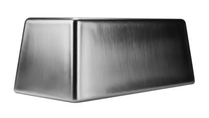 Silver ingot isolated PNG, shiny metal bar for investment and wealth, precious metal bullion on transparent background