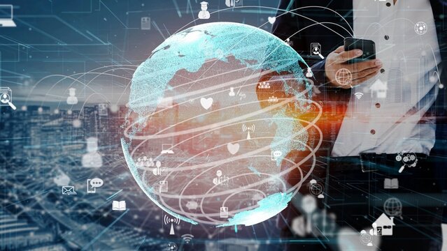 A visually striking concept showcasing the globe intertwined with digital icons, symbolizing modern connectivity and communication in the technology-driven world. Xenic - Powered by Adobe