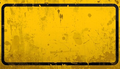 Grunge Yellow Caution Sign Board with Black Lines |Realistic Warning Banner Template