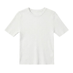 Naklejka premium White ribbed short sleeve t-shirt on transparent background