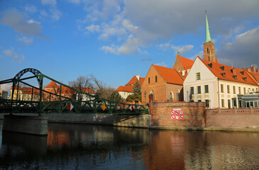 The bridge and Ostrow Tumski - Wroclaw, Poland