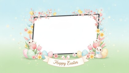 Easter celebration greeting card design festive spring theme digital content creation cheerful environment whimsical viewpoint seasonal concept for enhanced engagement