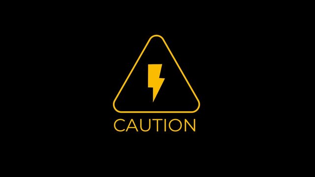 Cautionary yellow triangle with a lightning bolt inside and the word 'CAUTION' below, indicating an electrical hazard warning