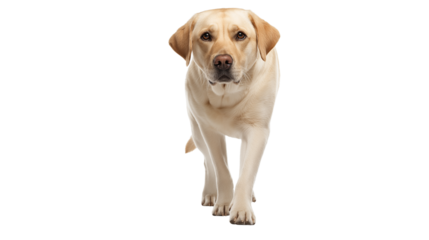 Labrador Retriever Walking Forward Isolated on Black Background