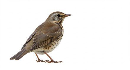 Oiseau aux plumes d�taill�es sur fond blanc �clatant une lumi�re douce met en valeur la texture et les couleurs naturelles. AI Generated