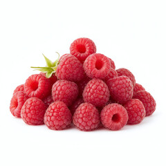 Pile of fresh red raspberries isolated