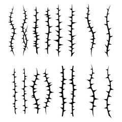 Vertical Thorn Vines and Sharp Spike Borders Set for Edgy Graphic Design © GStock