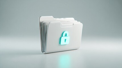 Secure Document Folder: A digital document folder with a padlock icon on it, symbolizing data protection and privacy in a tech-driven era.