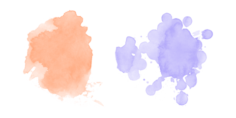 Abstract dark orange indigo watercolor splatters on black Artistic grunge paint splashes creative design texture