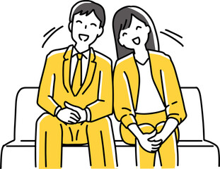 笑顔で迫る男女の営業