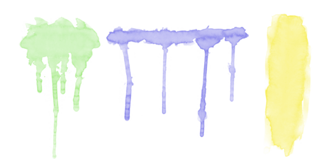 Modern Abstract Watercolor Paint Drips Artistic Brushstrokes Vibrant Green Blue Yellow Stains on Black Background Art