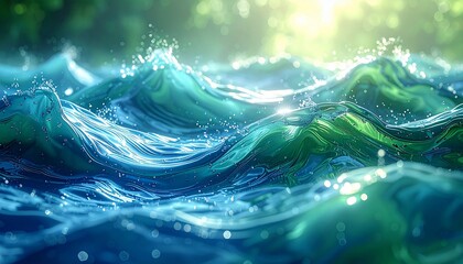 Tranquil Ocean Waves Illuminated by Golden Sunlight, a Serene Natural Phenomenon