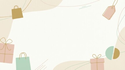 Exciting shopping event for gifts and decor cozy store digital art background soft colors top-down view creative vibe for festive seasons