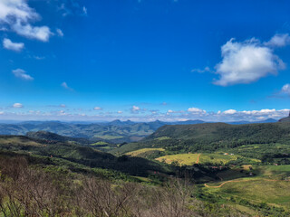 Fototapeta premium Mountain Landscape Under a Bright Blue Sky in the Countryside