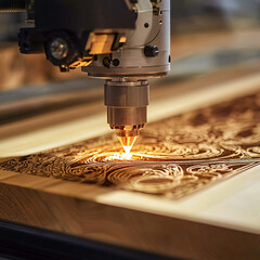 Precision laser engraving process workshop industrial technology close-up creative craftsmanship