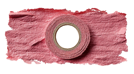 Roll of pink insulation material on black background