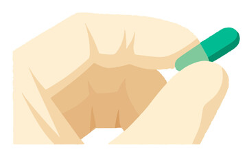 Hand holding green medicine capsule for health treatment