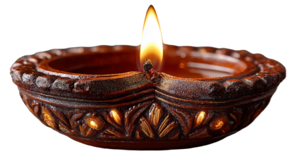 Warm and cozy traditional diya lamp with soft flame