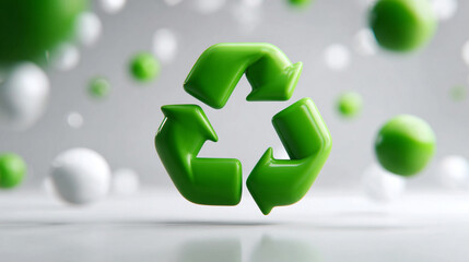Recycling icon with natural shadow representing sustainable industry, waste data management, and cyber technology, shown in a seamless, modern, abstract concept style.