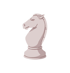 Icon of white knight. Chess piece of horse. Chessman with shape of animal head. Figure to play on chessboard. Strategic boardgame, tactical board game. Flat isolated vector illustration on white