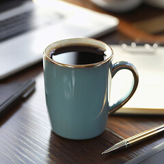 Morning coffee ritual home office beverage photography cozy environment close-up view comfort and productivity