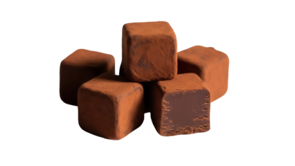 Delicious chocolate truffles isolated PNG, sweet cocoa dessert for confectionery shop and gourmet food product design on transparent background