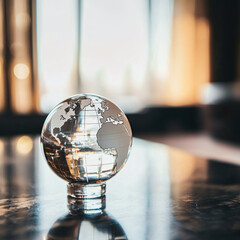 Global connectivity action business environment glass globe content indoor viewpoint modern concept for seo impact