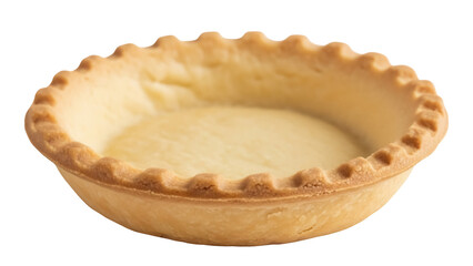 Empty tart shell isolated PNG on transparent background, baked pastry base for sweet or savory fillings and culinary creations