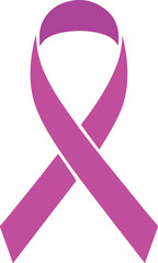 Purple awareness ribbon symbol representing support and solidarity for cancer research and health campaigns isolated on white background