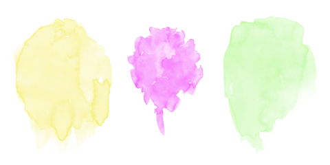 Vibrant abstract watercolor brushstrokes yellow green purple ink splotches artistic paint textures modern creative