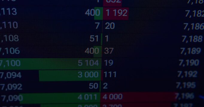 Computer monitor displays dynamic economic indicators, illustrating modern online trading and asset management