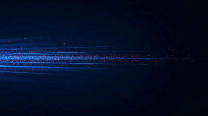 Glowing blue light trails on dark background with scattered particles