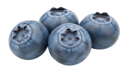 Heap of fresh blueberries isolated PNG, close-up of ripe blue berries on transparent background,...