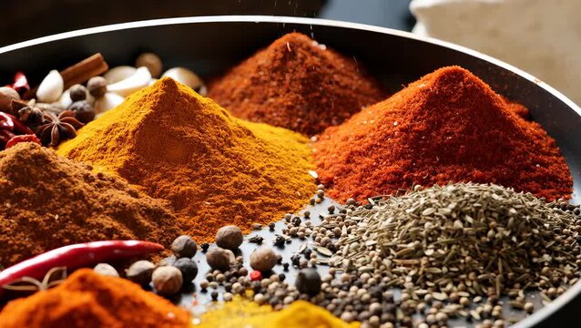 Vibrant Selection of Spices Displayed in a Bowl for Culinary Inspiration