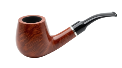 Elegant brown smoking pipe isolated PNG, classic tobacco pipe for relaxation and smoking enjoyment on transparent background