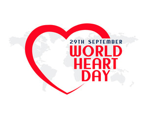 Fototapeta premium 29th september international heart day poster, banner ,greeting card with world map design vector illustration